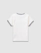 Ecru Mädchen-T-Shirt, Biowolle, Leoprint-Herzen-4