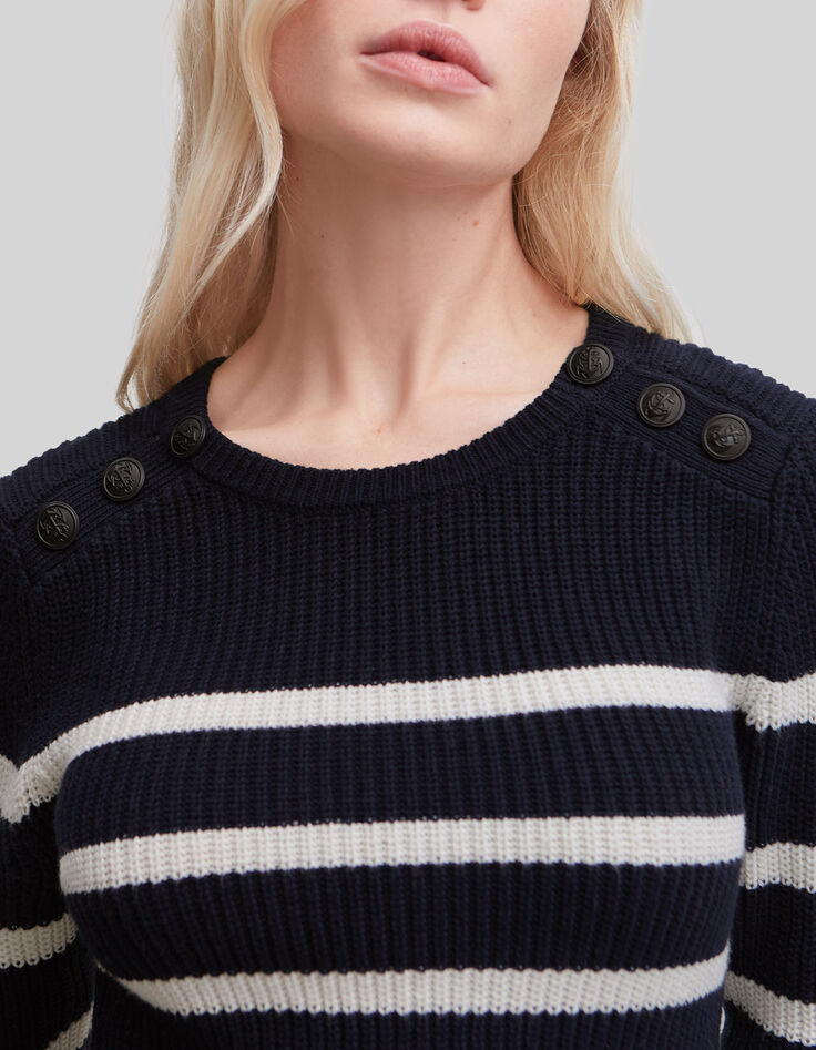 Women’s navy knit sweater with anchor buttons-7