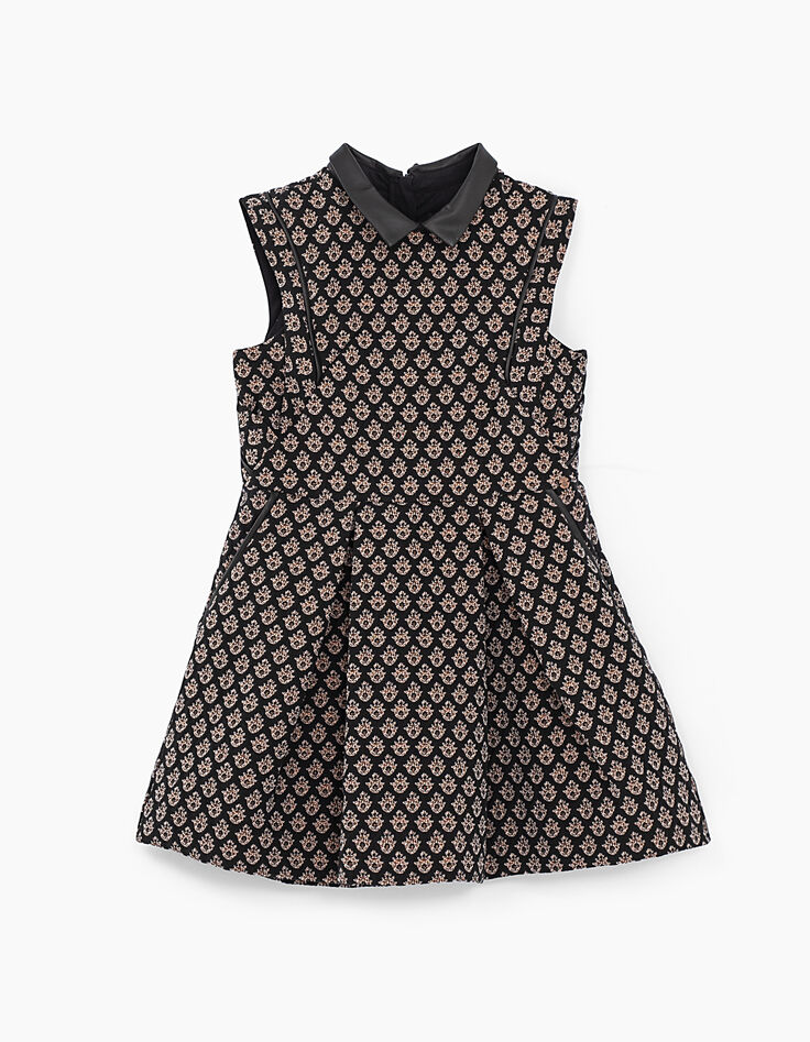 Vestido-patinadora negro jacquard efecto brocado copper-2