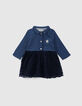 Vestido tutú azul marino bimaterial bebé niña-1