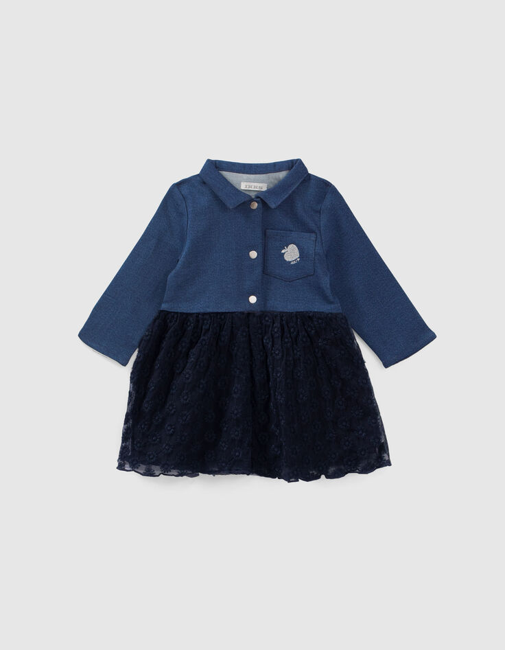 Vestido tutú azul marino bimaterial bebé niña-1