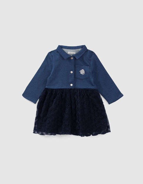 Baby girls’ navy mixed fabric tutu dress