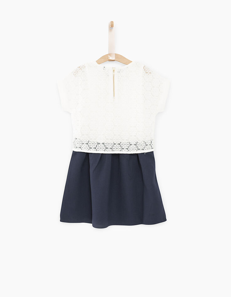 Vestido 2 en 1 bicolor con top encaje blanco niña-3
