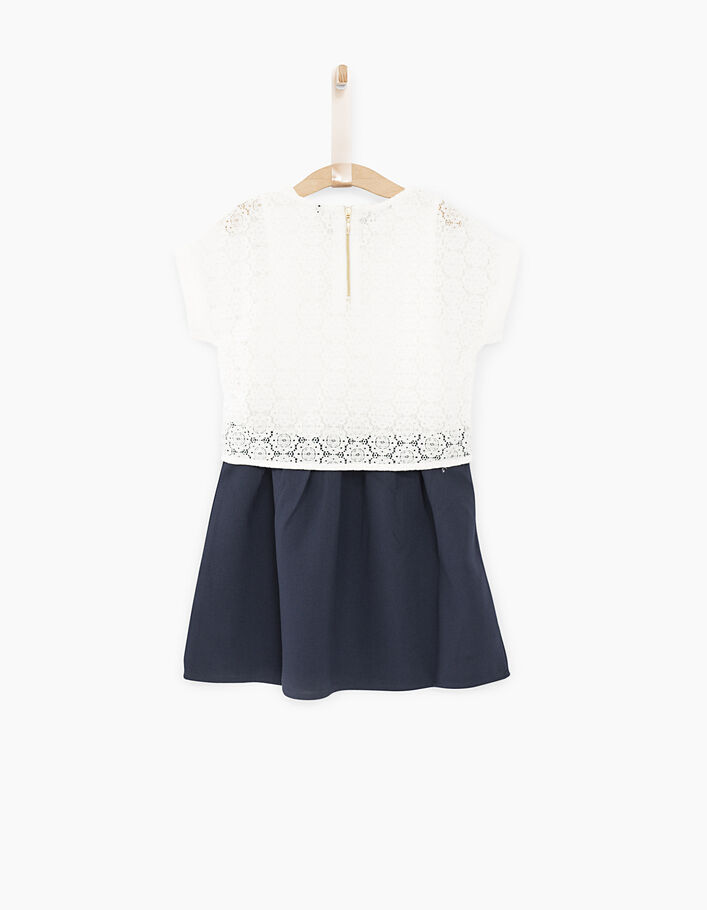 Girls' two-colour 2-In-1 dress with white lace top - IKKS