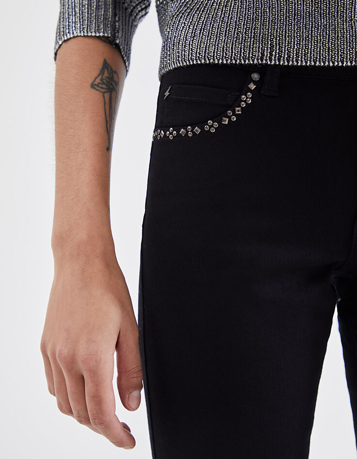 Women’s black mid-high waist sculpt-up slim jeans-4