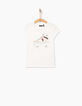 Girls' off-white T-shirt with lace skate-2