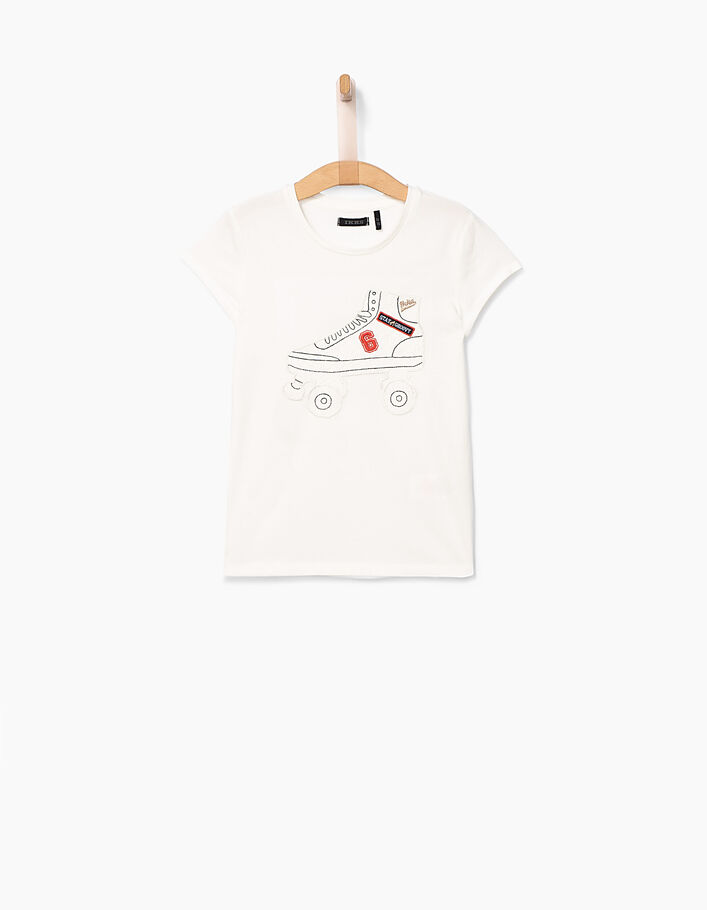 Camiseta blanco roto con patín encaje niña - IKKS
