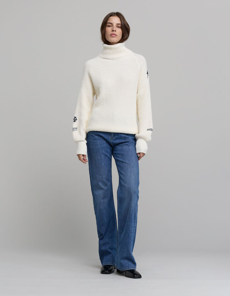 Women&rsquo;s ecru knit Rock badge IKKS x DUVILLARD sweater-1