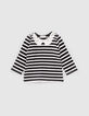 Baby girls’ striped T-shirt and grey denim dress outfit-2