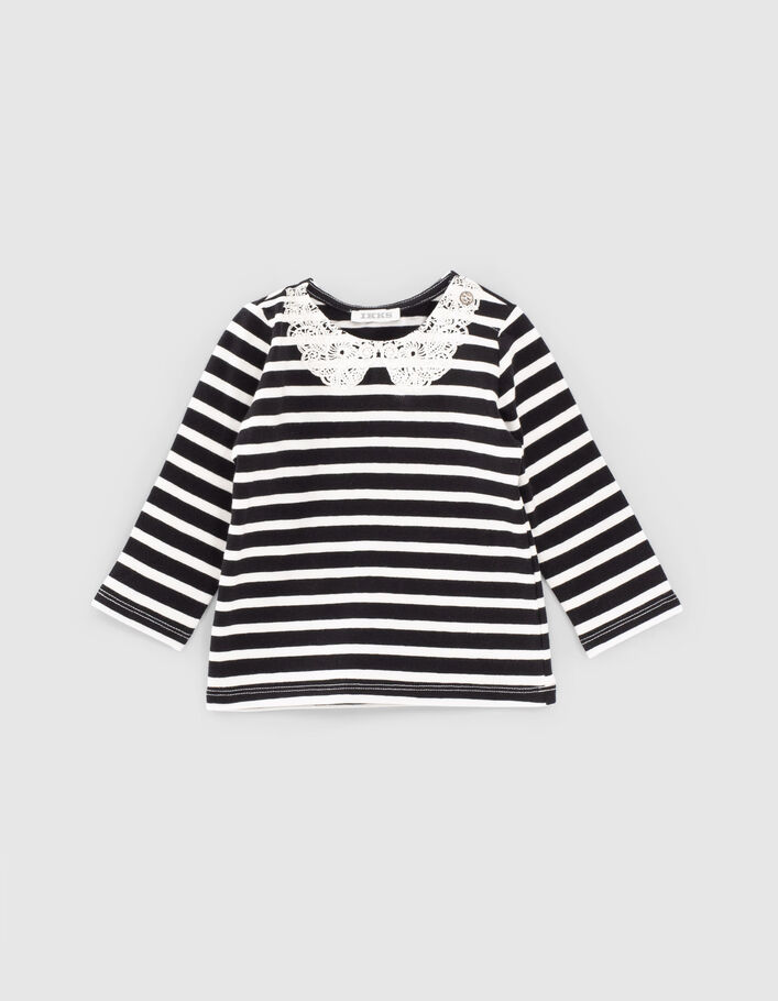 Baby girls’ striped T-shirt and grey denim dress outfit - IKKS