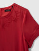 Robe rouge à broderies fille-3