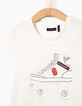 Girls' off-white T-shirt with lace skate-3