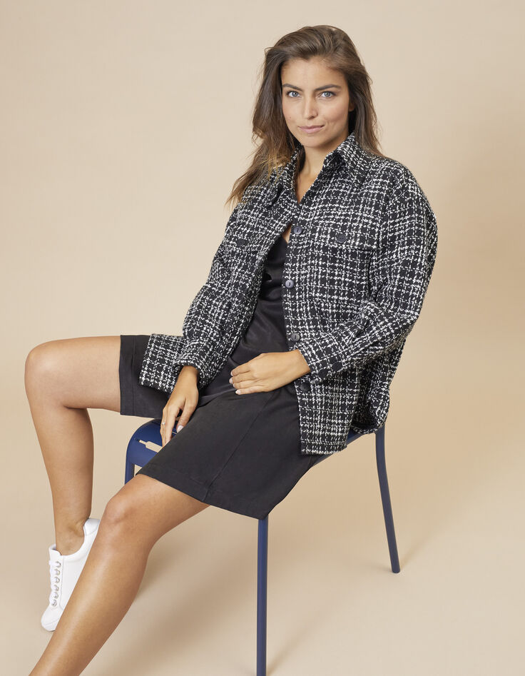 Surchemise noire et blanche façon tweed  I.Code-1