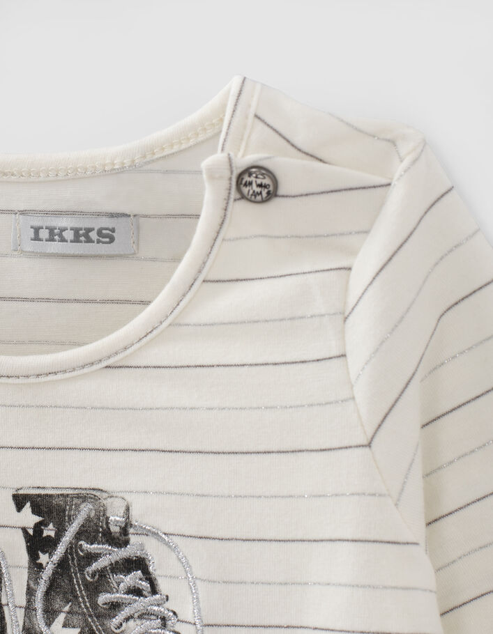 Camiseta blanco roto rayas lúrex botines bebé niña - IKKS