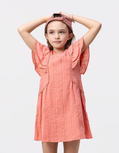 Pink dress with ruffles and lace for girl - IKKS