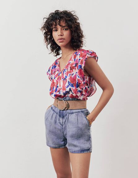 Women’s flash floral print recycled loose top