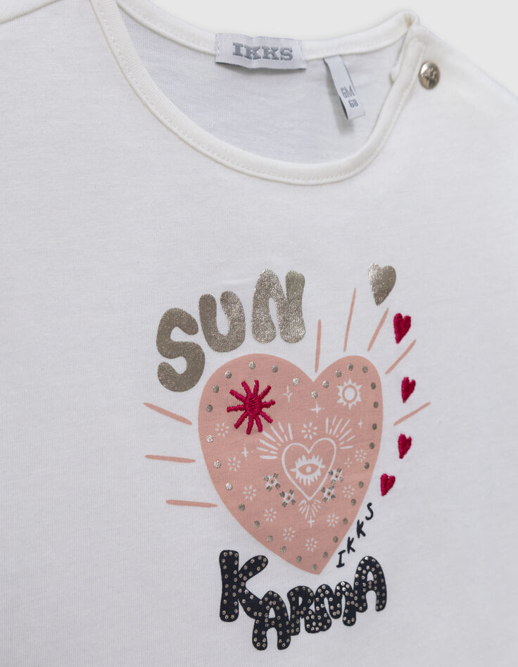 White organic cotton T-shirt with message for girl-2