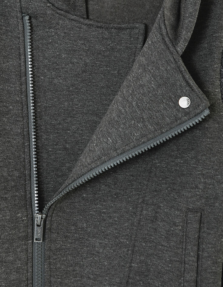 Cardigan gris esprit motard à manches tricot noir garçon -4