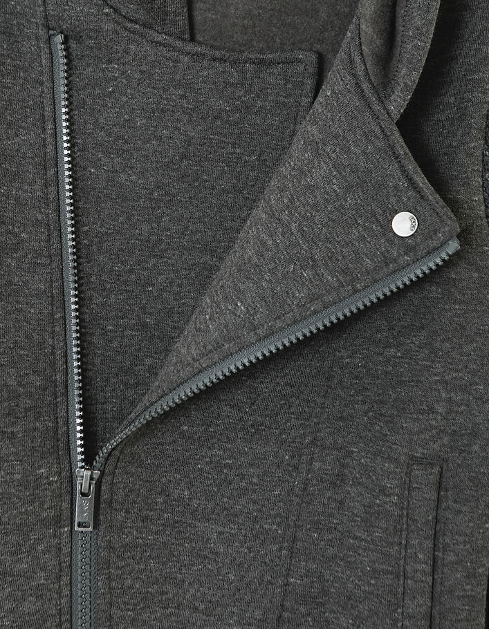 Boys’ grey biker-style cardigan, black knit sleeves - IKKS