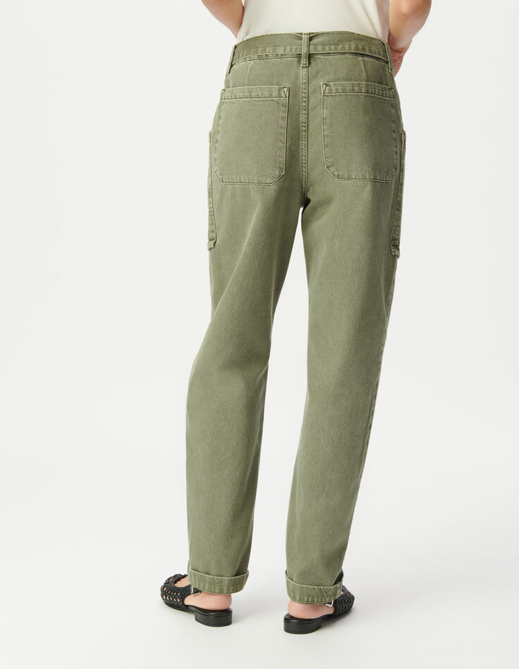 Vaqueros Battle Caqui Desgastados Mujer-3