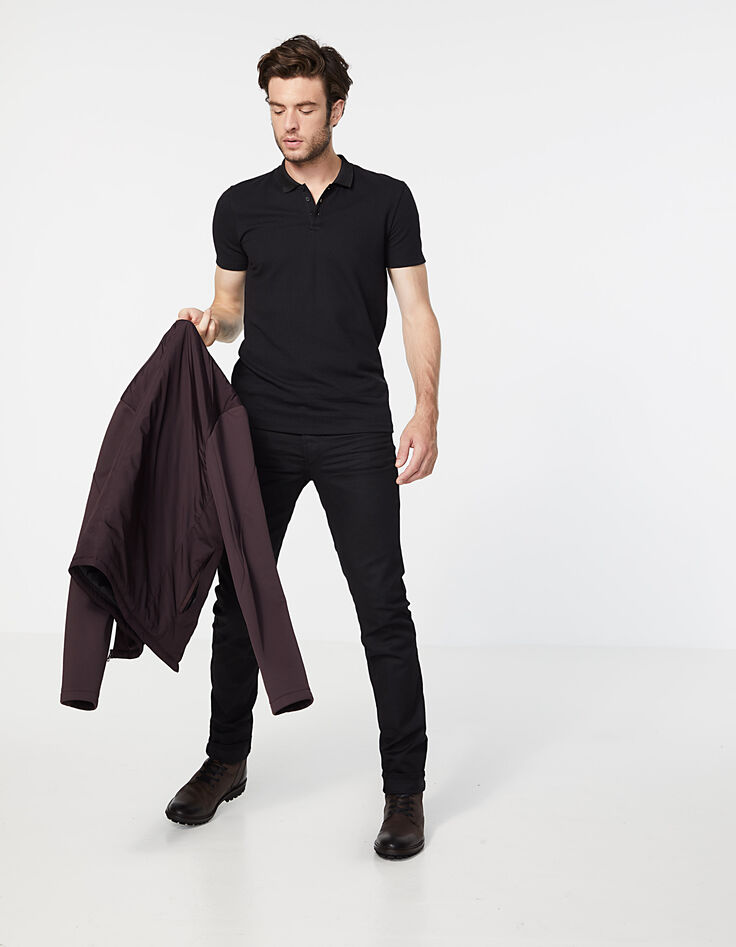 Polo negro relieve espiguilla Hombre-5 Polo negro relieve espiguilla Hombre-5