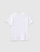 Camiseta blanco roto logo floral niño -4