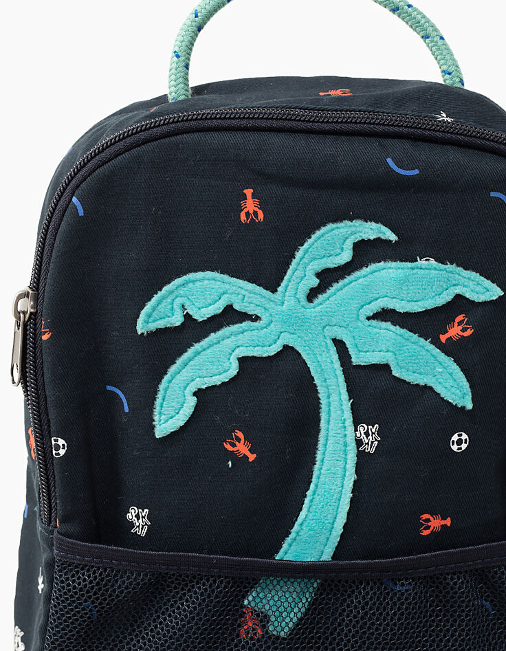 Boys&rsquo; navy with velvet palm tree backpack -2