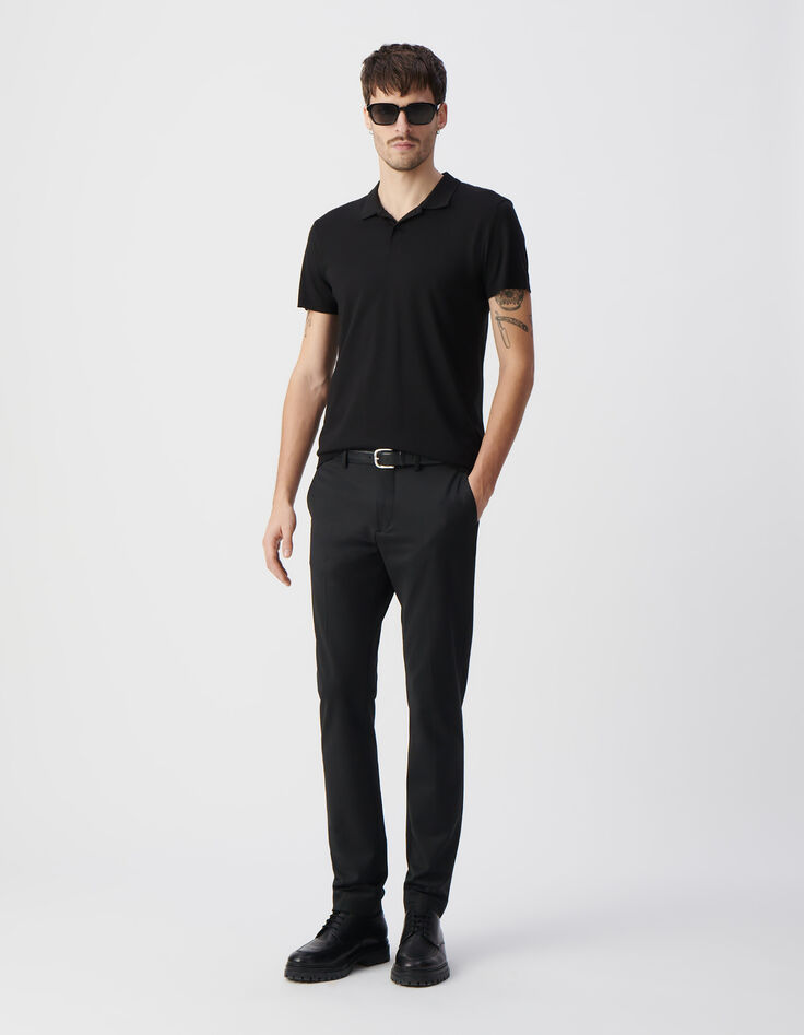 Polo noir en coton modal Homme-2