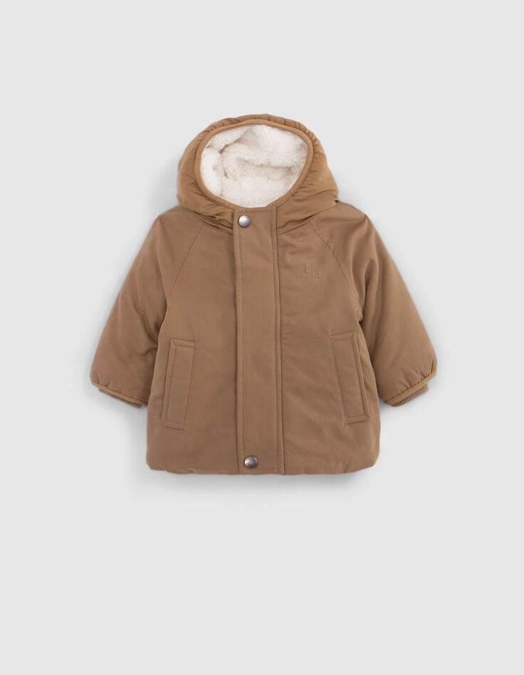 Zweilagig gefütterter Parka für Jungen in Kamel-1