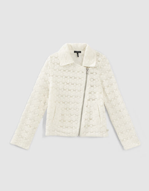 Girls’ off-white lace biker-style jacket