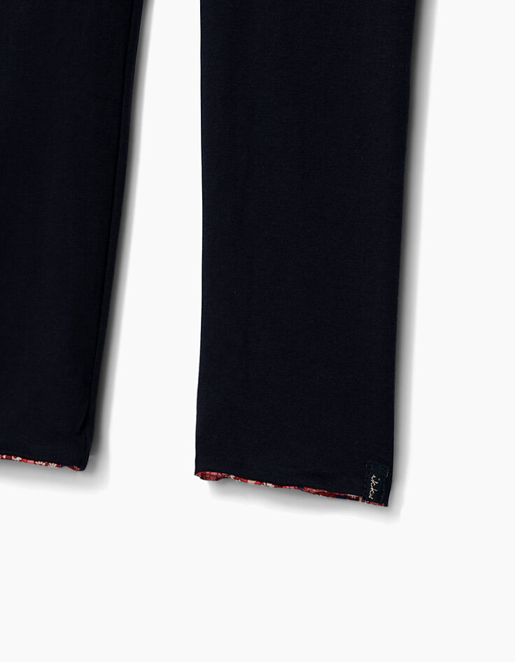Leggings réversible orange imprimé et navy fille-6