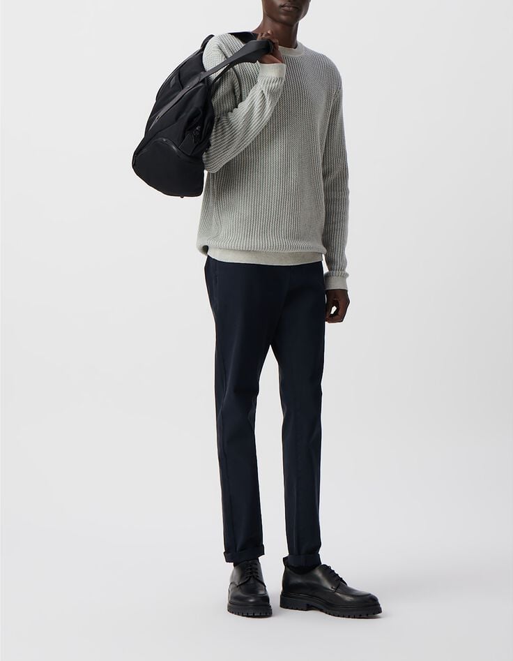 Herrenstrickpulloer, blaugrau, Jacquard-Muster-1