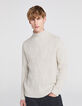 Men’s ivory textured knit high neck sweater-4