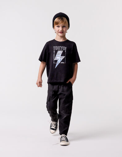 Zwarte BATTLE broek elastische taille jongens - IKKS