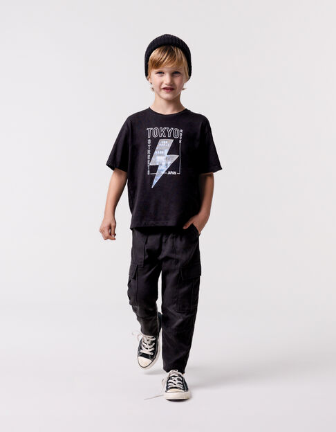 Zwarte BATTLE broek elastische taille jongens - IKKS