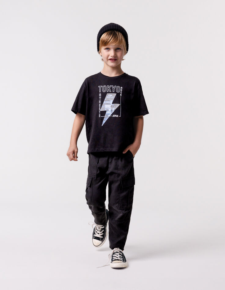 Zwarte BATTLE broek elastische taille jongens-1