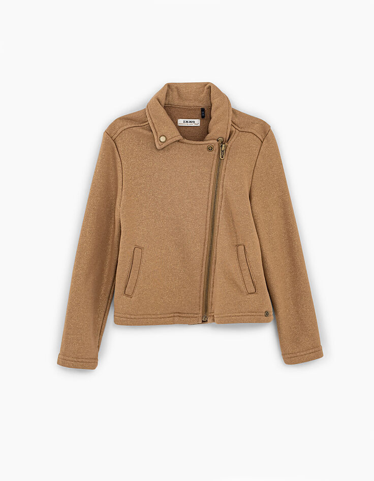 Girls' sienna foil sweatshirt fabric biker-style cardigan-2