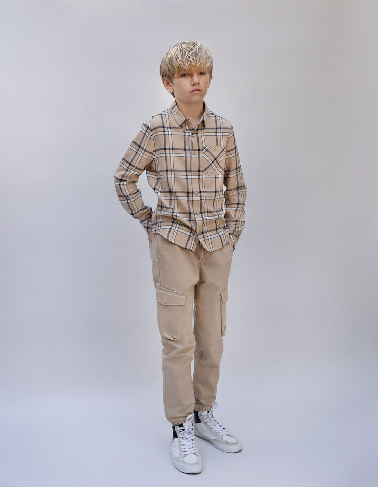 Beige JOGGER-Hose für Jungen mit elastischem Bund-3