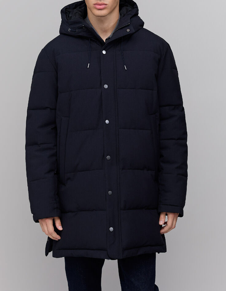 Men's long navy quilted down jacket-6