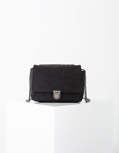 Cartera The Camera Girl de cuero negro efecto cobra mujer - IKKS