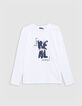 Camiseta blanca algodón orgánico maxi mensaje niño-1