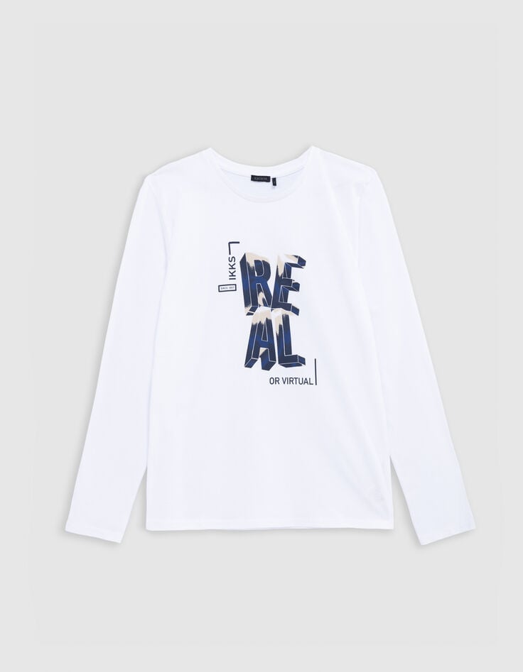 Camiseta blanca algodón orgánico maxi mensaje niño-1 Camiseta blanca algodón orgánico maxi mensaje niño-1