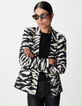 Chaqueta de traje negra con estampado de cebra para Mujer-2