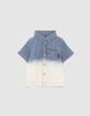 Baby boys’ blue denim shirt with detachable hood-4
