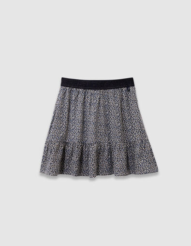 Falda corta azul marino leopardo-lazo niña - IKKS