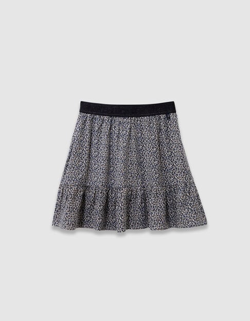 Falda corta azul marino leopardo-lazo niña - IKKS