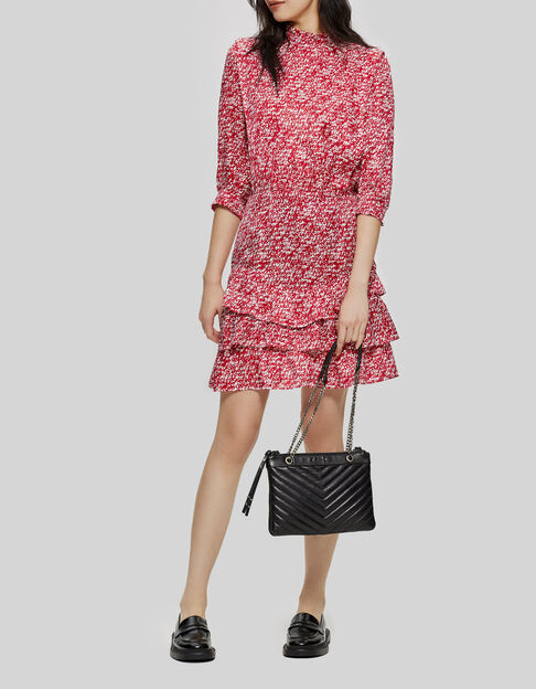 Rode jurk tagprint met volants Dames - IKKS