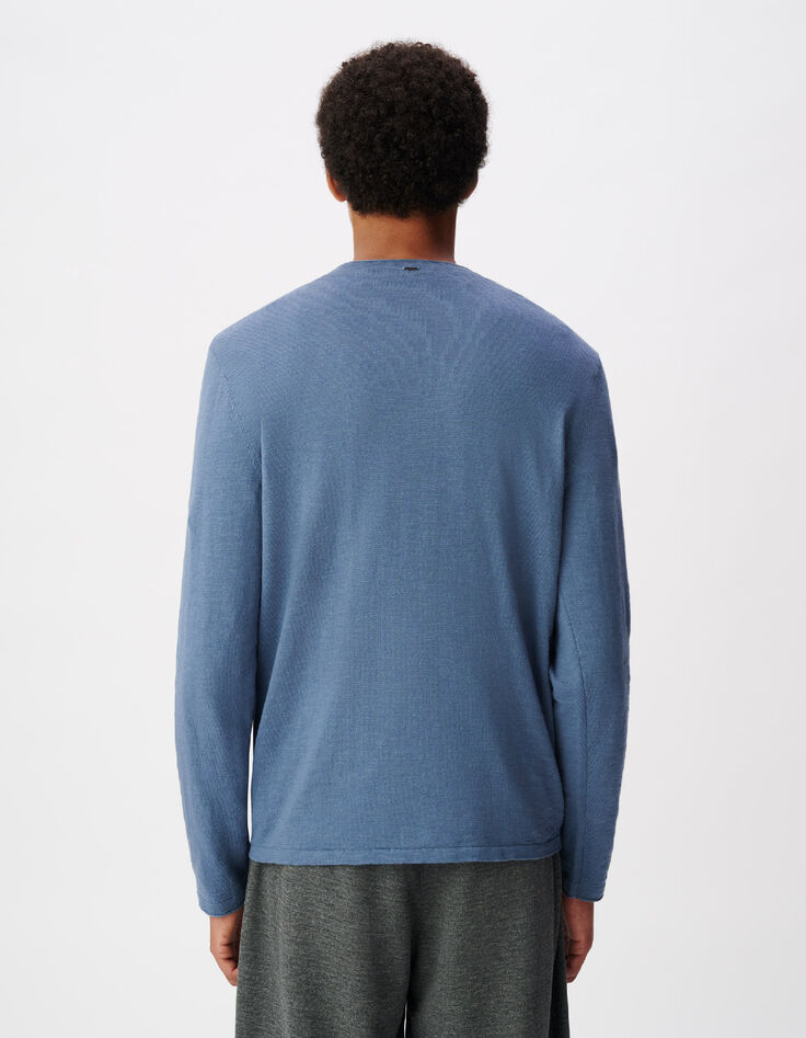 Jersey de punto con efecto slub azul para hombre-3