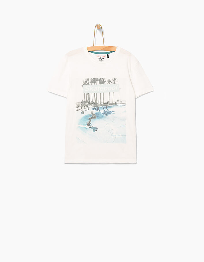 Boys' off-white Skatepool T-shirt  - IKKS