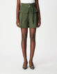 Khaki Shorts mit hoher Taille Damen-2